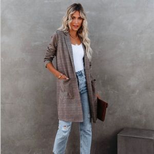 Vici Dolls Plaid Knit Coatigan